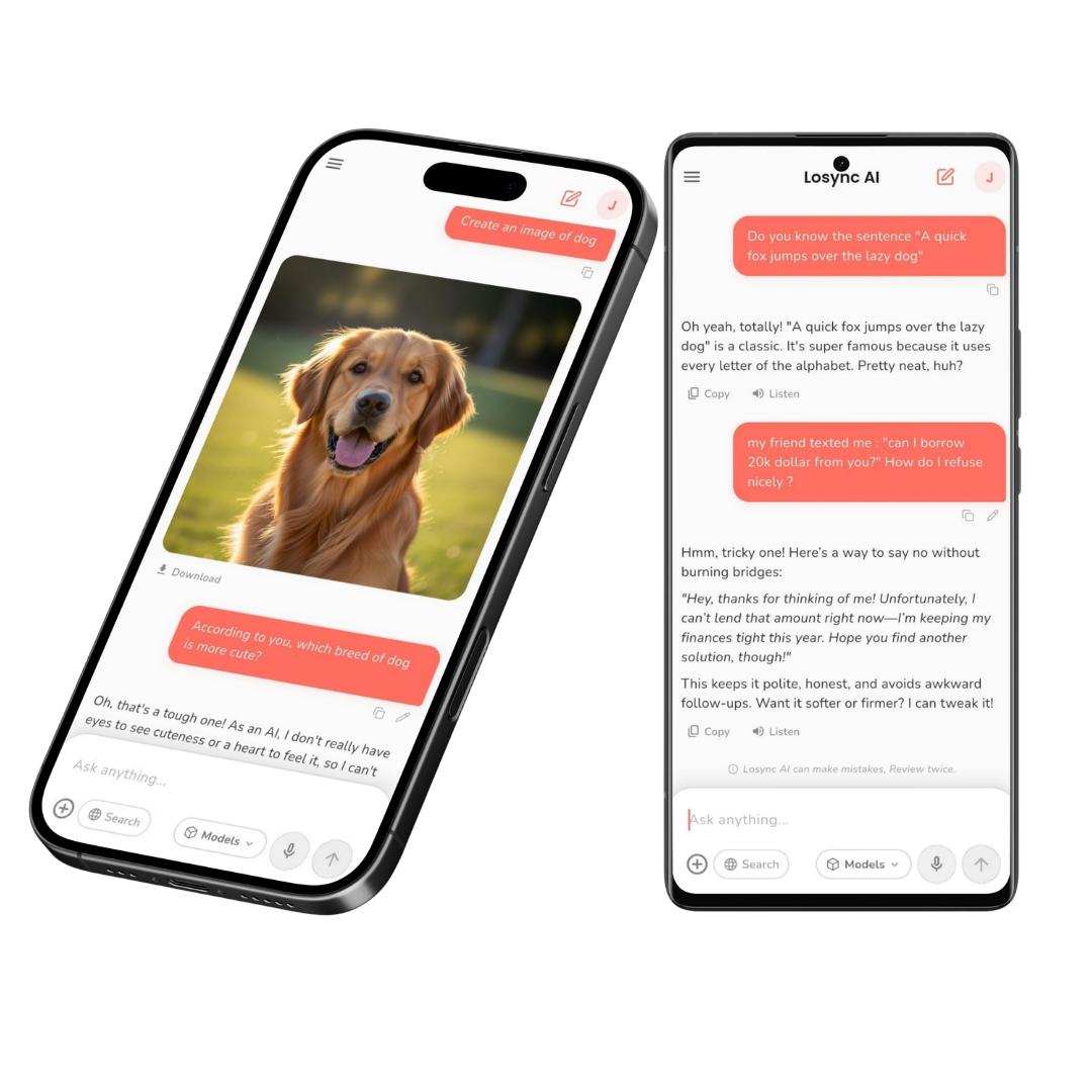 Losync AI app mockup